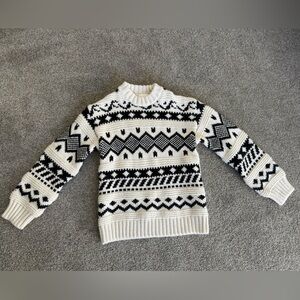 H&M Women’s Fair Isle Sweater Extra Small Black and Cream Heavy Knit